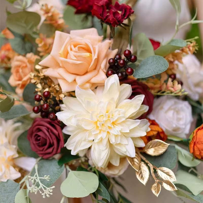 Boîte combinée de fleurs artificielles de terre rouge