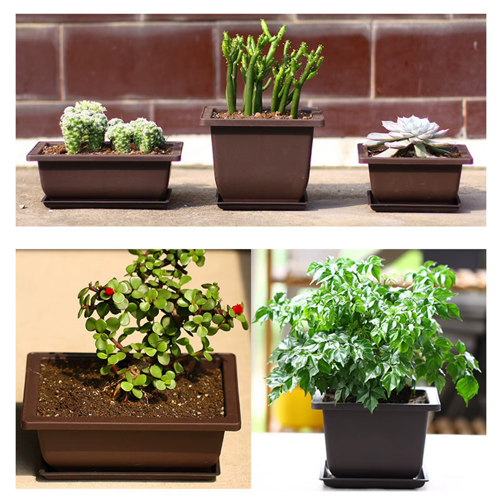 Pots de fleurs rectangulaires carrés en plastique