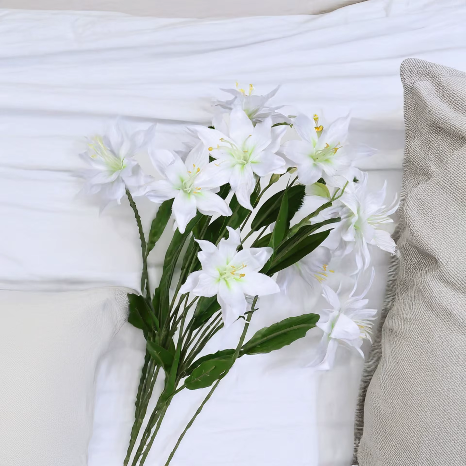 Fleurs artificielles de lys Double couche de 28 pouces