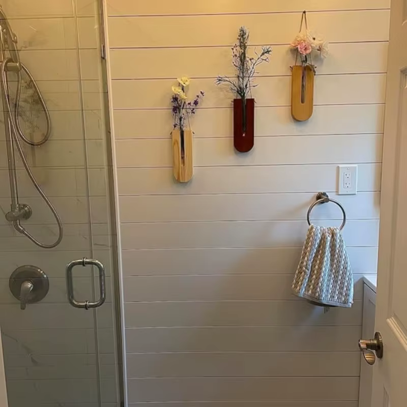 Vase à fleurs en bois avec support en bois