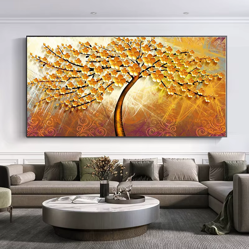 Arbre de vie Gustav Klimt paysage fleurs mur toile peinture scandinave affiche impression photo pour salon décor à la maison
