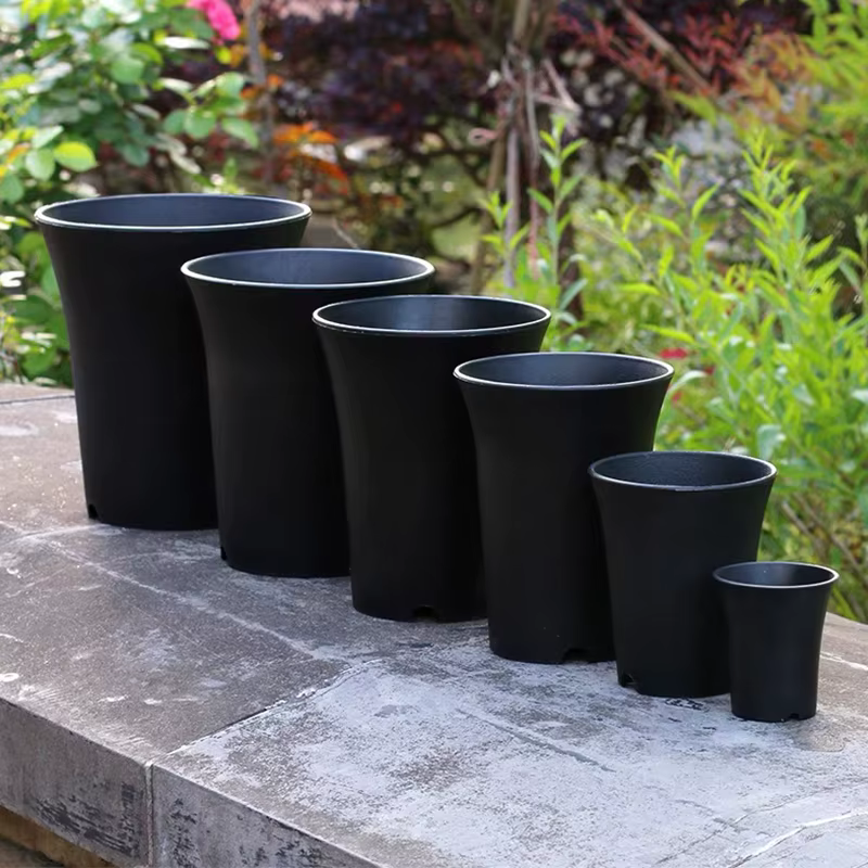 2/5/10 pièces Pot de fleur rond noir boîte de culture épaissie plantes vertes approfondies pot de pépinière de fleurs