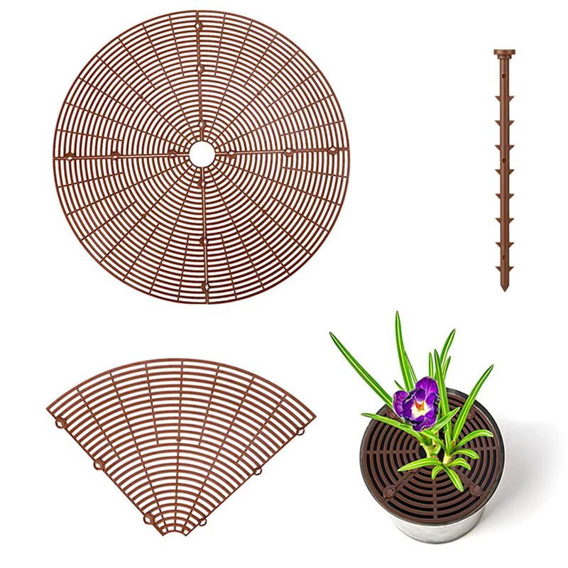 Protection de sol pour pot de plante avec grille