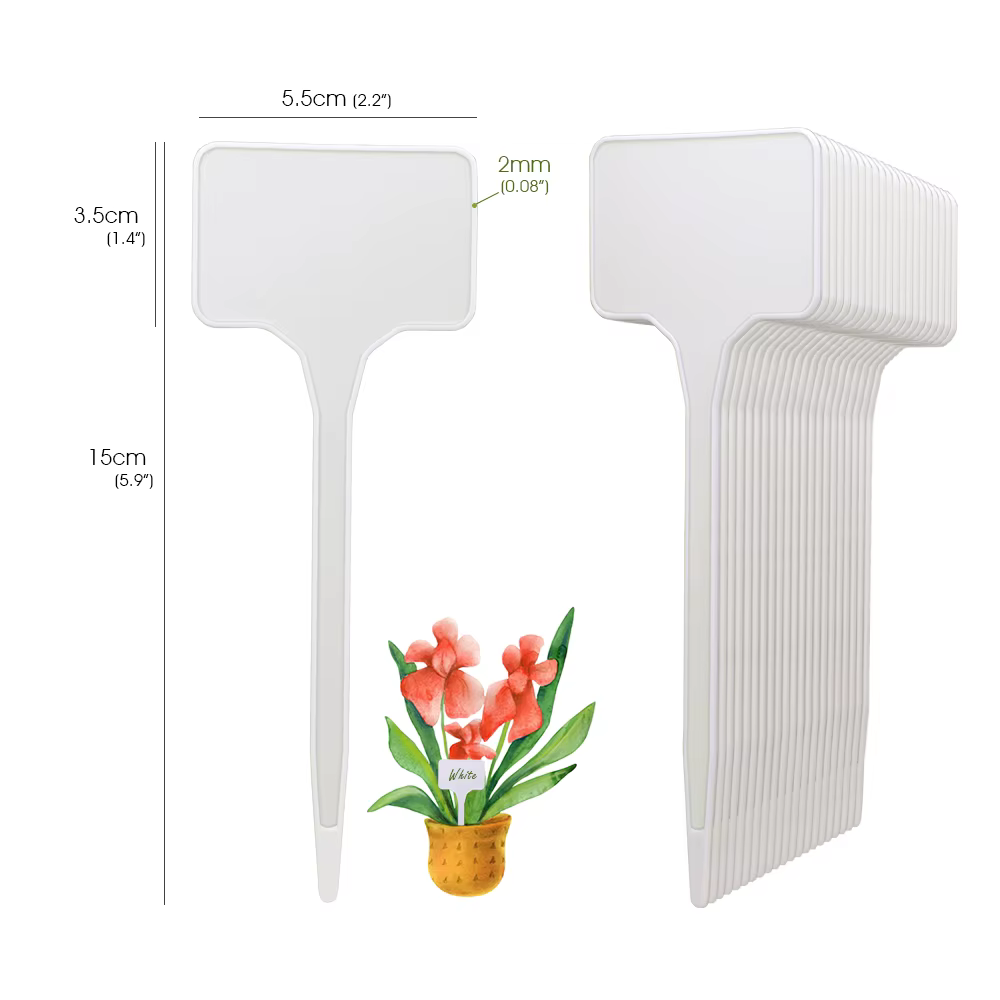 Étiquettes de plantes inscriptibles en forme de T de 15cm, étiquettes PP durables pour jardins, plantes en pot, marqueurs de serre réutilisables, signes d'identification