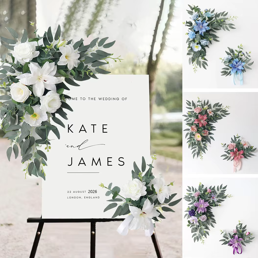 Yannew pays mariage bienvenue signe fleurs guirlande arc artificiel fleur Eucalyptus Swag pour fête cérémonie réception décor