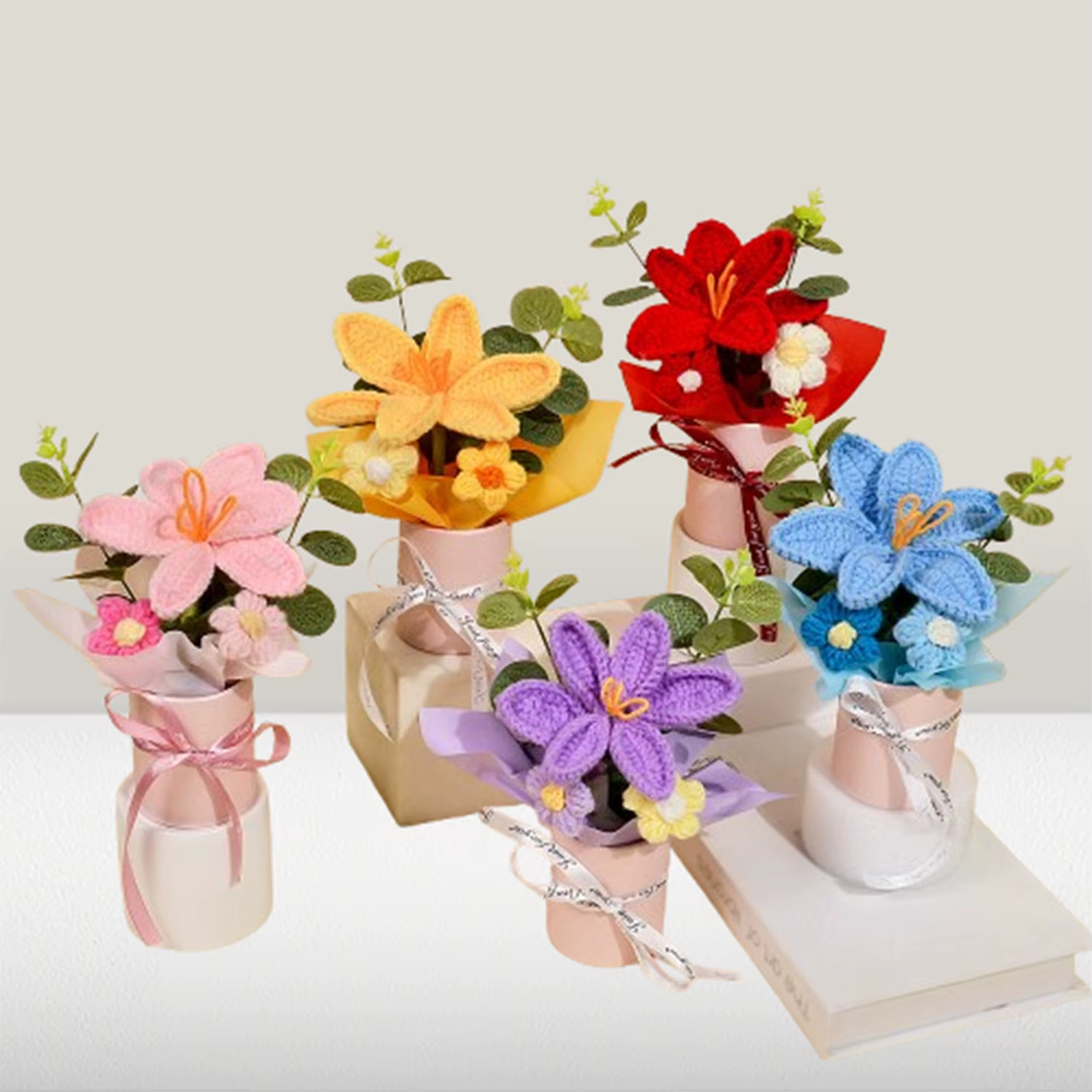 Bouquets de fleurs au Crochet faits à la main