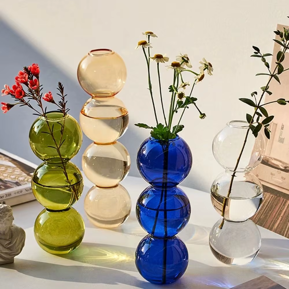 Vase à fleurs hydroponique en verre pour salle à manger