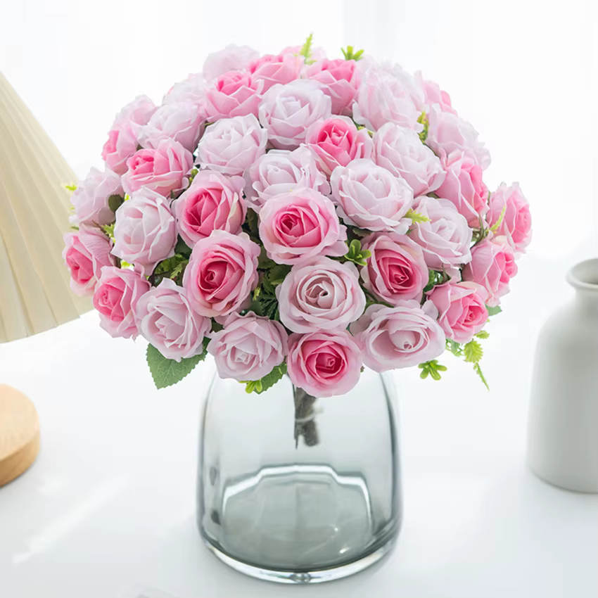 Fleurs artificielles Soie Rose Bricolage Mariage Bouque Nuptiale Jardin Roses Arche Maison Chambre Festival Décoration Couronnes Photographie Accessoires