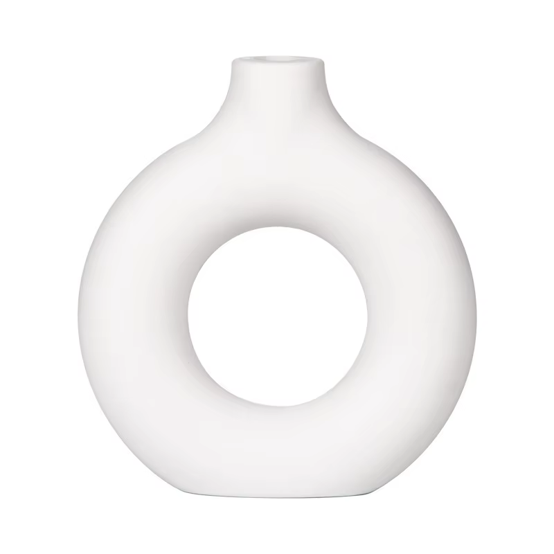 Vase blanc nordique-plastique aspect céramique pour décor moderne