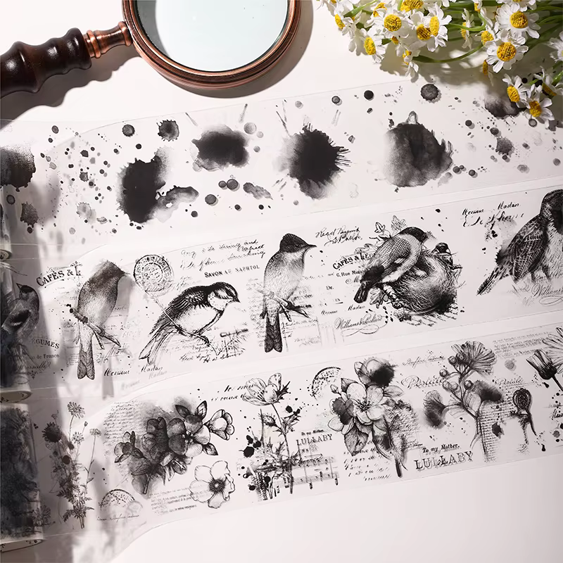 Ruban adhésif décoratif noir et blanc