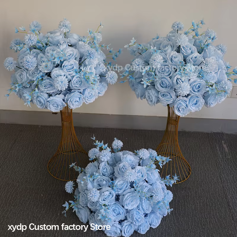 Bouquet de fleurs artificielles bleu ciel