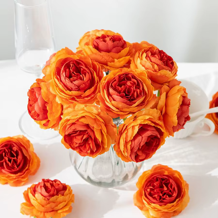 Fleur artificielle soie pivoine tige combinaison cour extérieure mariage bouquet de mariée maison chambre vacances couronne boîte de bricolage Decoratio