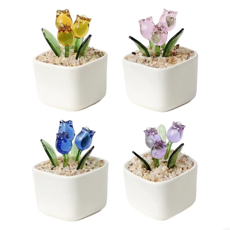 Bouquet tulipes en plastique en verre