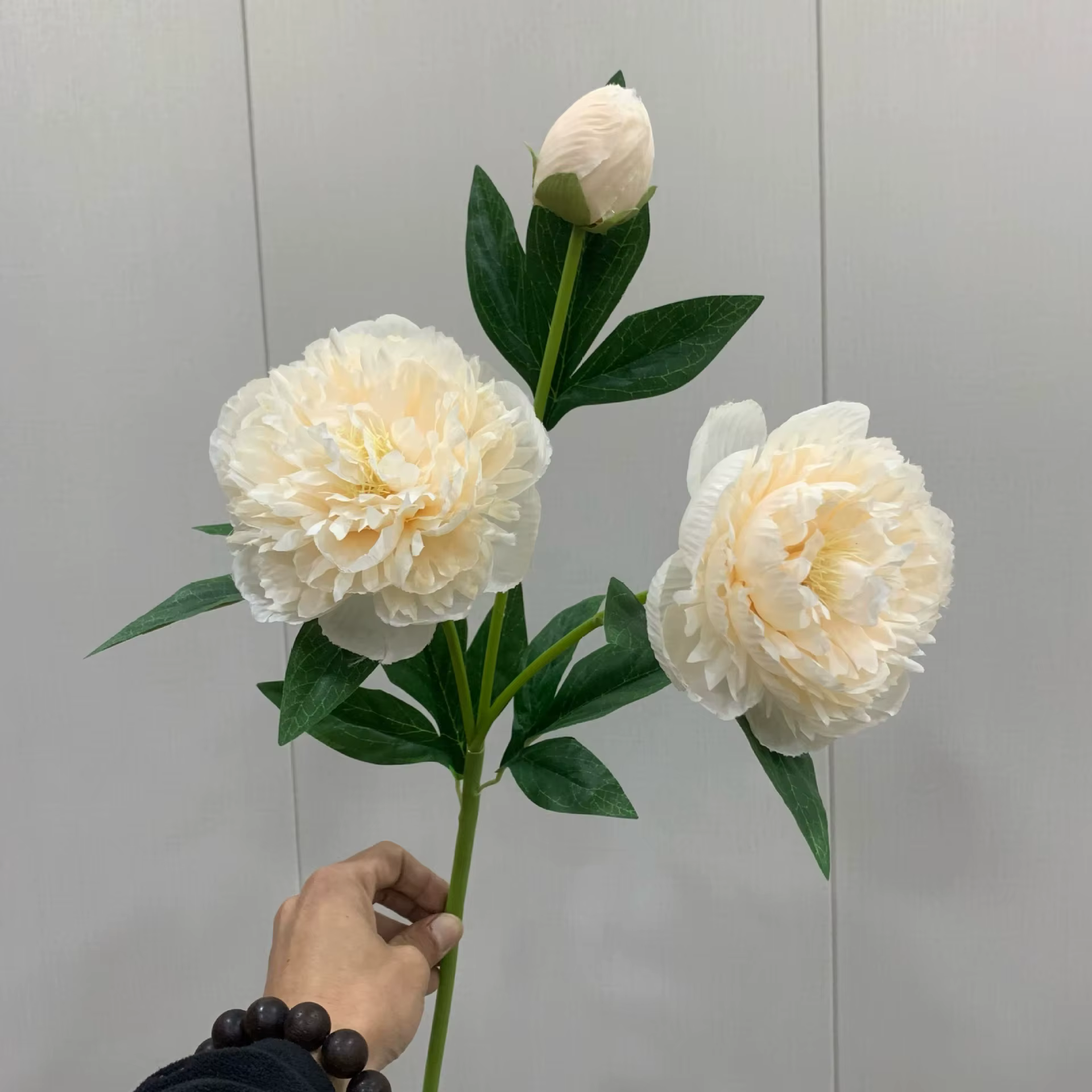 Réaliste 3 têtes pivoine longue branche fleurs artificielles en soie maison fête décoration de mariage flores chambre