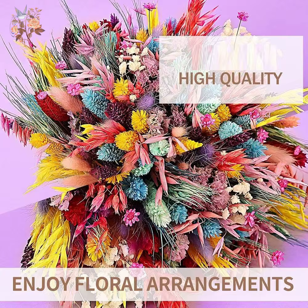 Bouquet de mariage de fleurs séchées colorées pour mariée