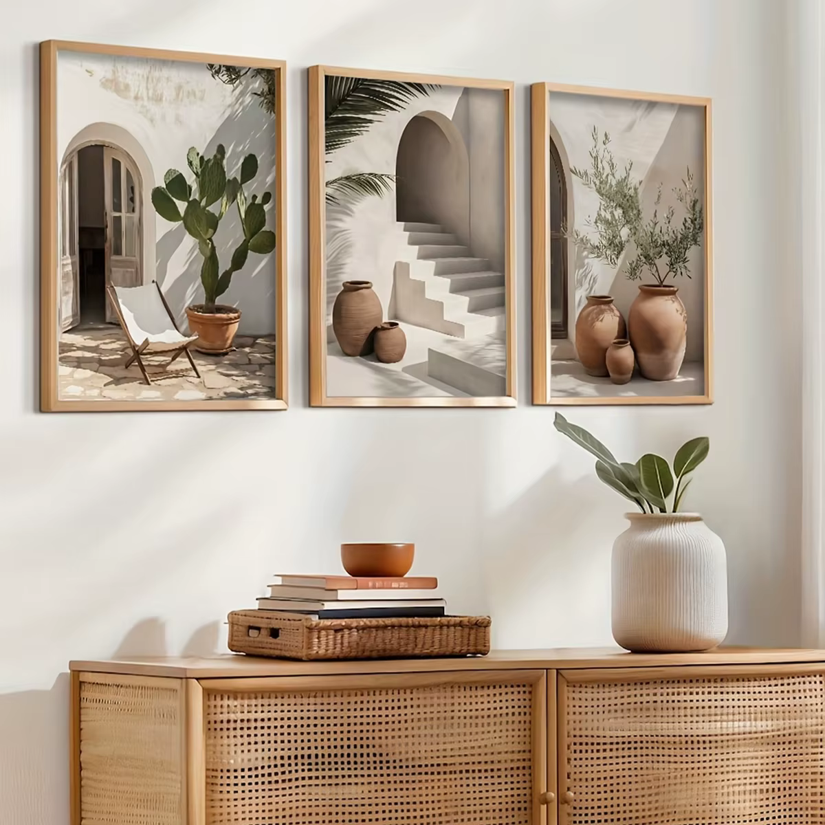 3 pièces méditerranéen bohème plantes en pot imprime affiche moderne photographie Art