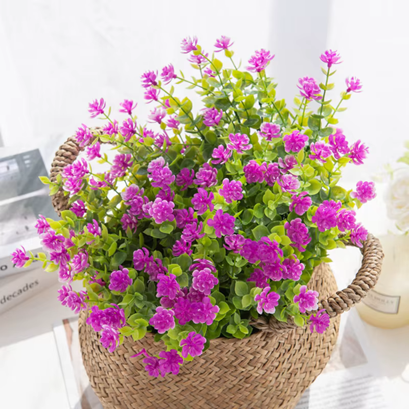Artificielle Fleurs En Plastique Faux Eucalyptus Plante Mariage nuptiale bouquet De Noël Décor Vase pour La Maison fenêtre rebord bonsaï Festival
