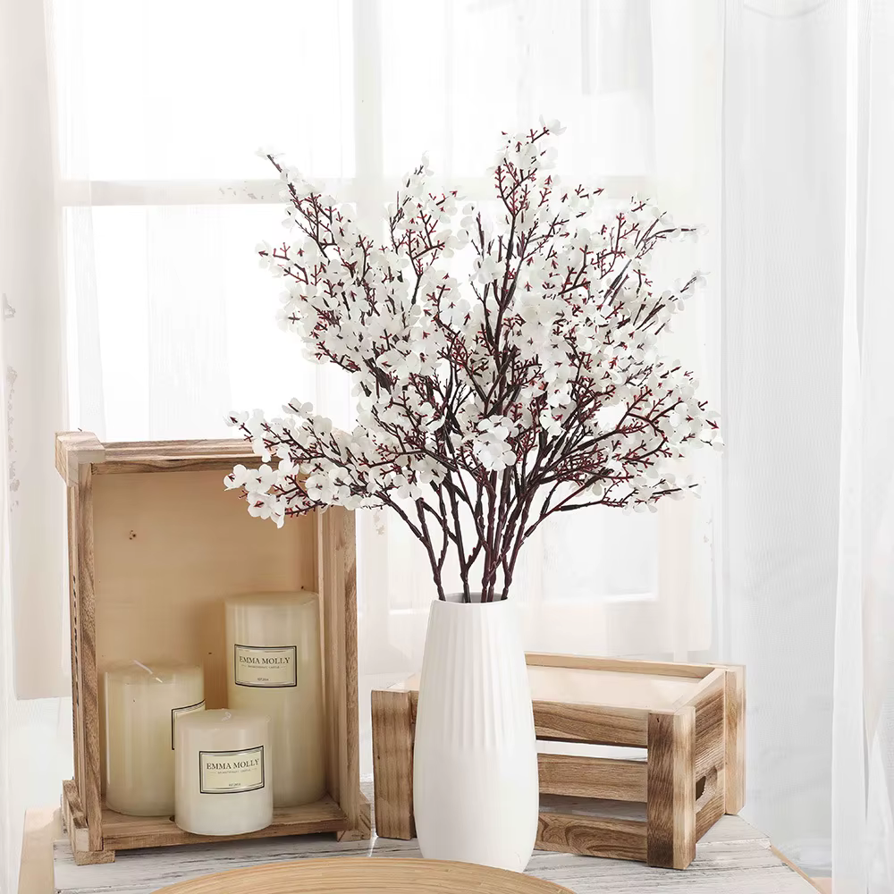 Fleurs artificielles de cerisier et gypsophile