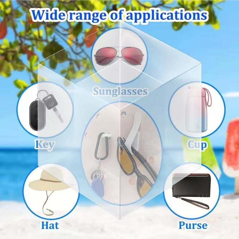 Kit d'accessoires pour sac de plage 3 pièces, crochet portable, mousqueton porte-clés et porte-gobelet