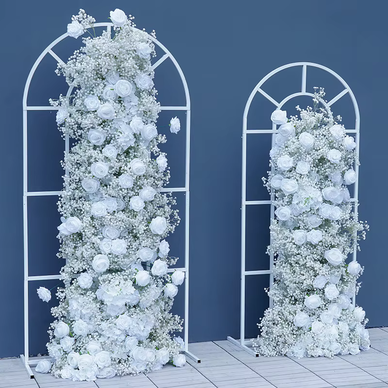 Souffle de bébé Rose fleur rangée décor mariage toile de fond KT conseil cadre Banquet événement scène Arrangement Floral fenêtre affichage H8716