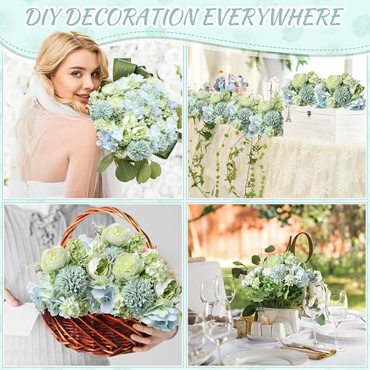 Fleurs Artificielles en Soie Pivoine Hortensia pour Festival