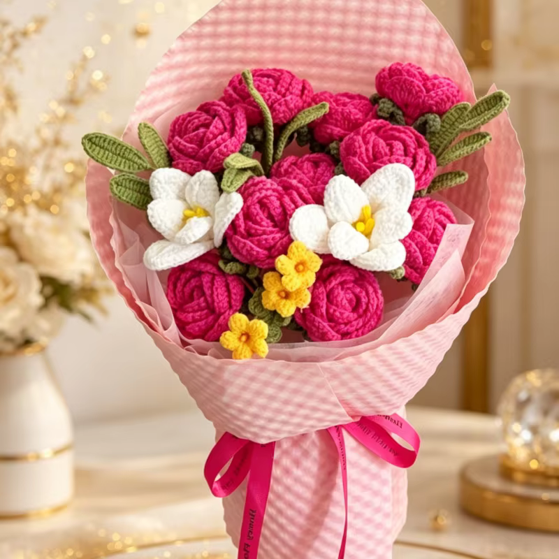 Bouquet floral en crochet de roses exquises