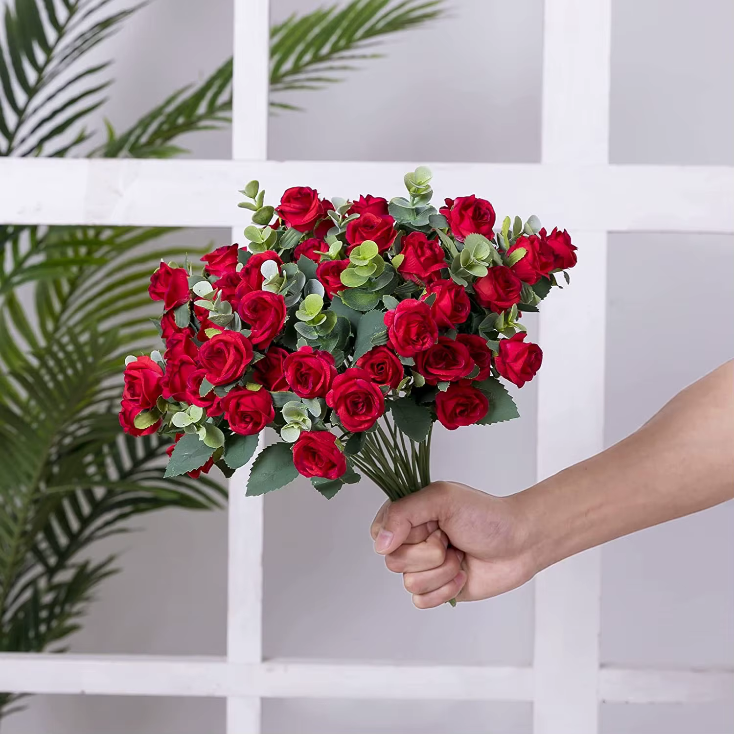 Bouquet de roses artificielles en soie