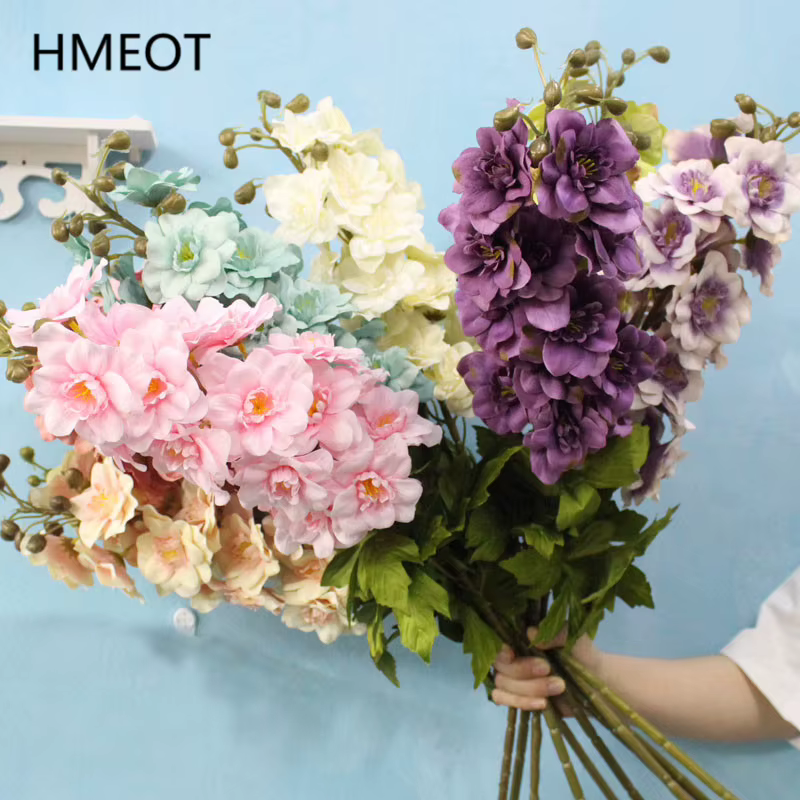 HMEOT 80cm 21 têtes de fleurs artificielles de delphinium longues