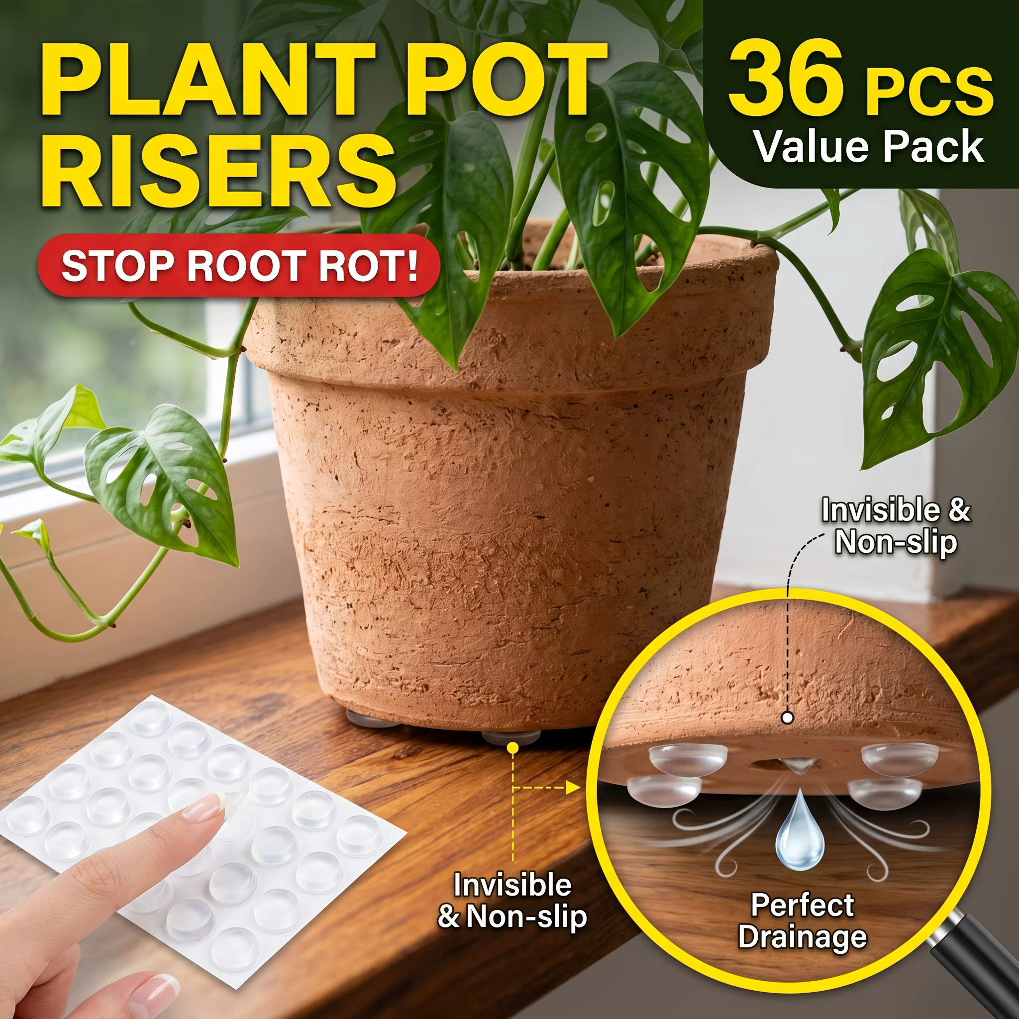 Rehausseurs de plantes antidérapants autocollants