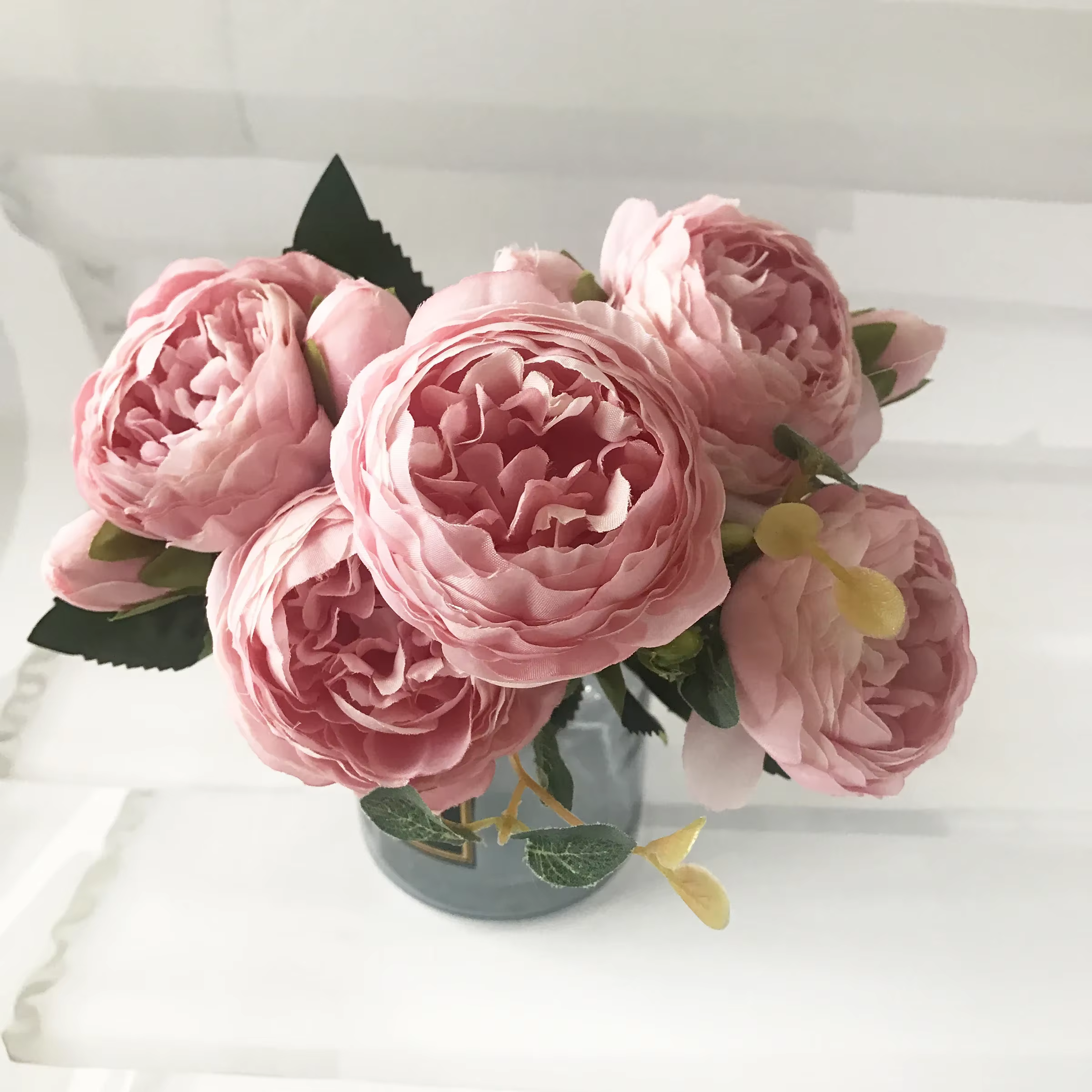 Bouquet de fleurs artificielles pivoine en soie Rose 30cm
