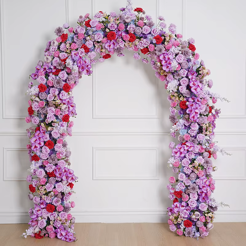H7792 luxe 5D violet Rose orchidée Delphinium fleur rangée mariage toile de fond arc Arrangement Table pièce maîtresse bienvenue signe décor