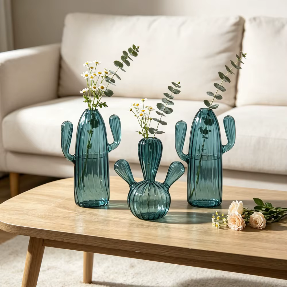Vase en verre en forme de Cactus