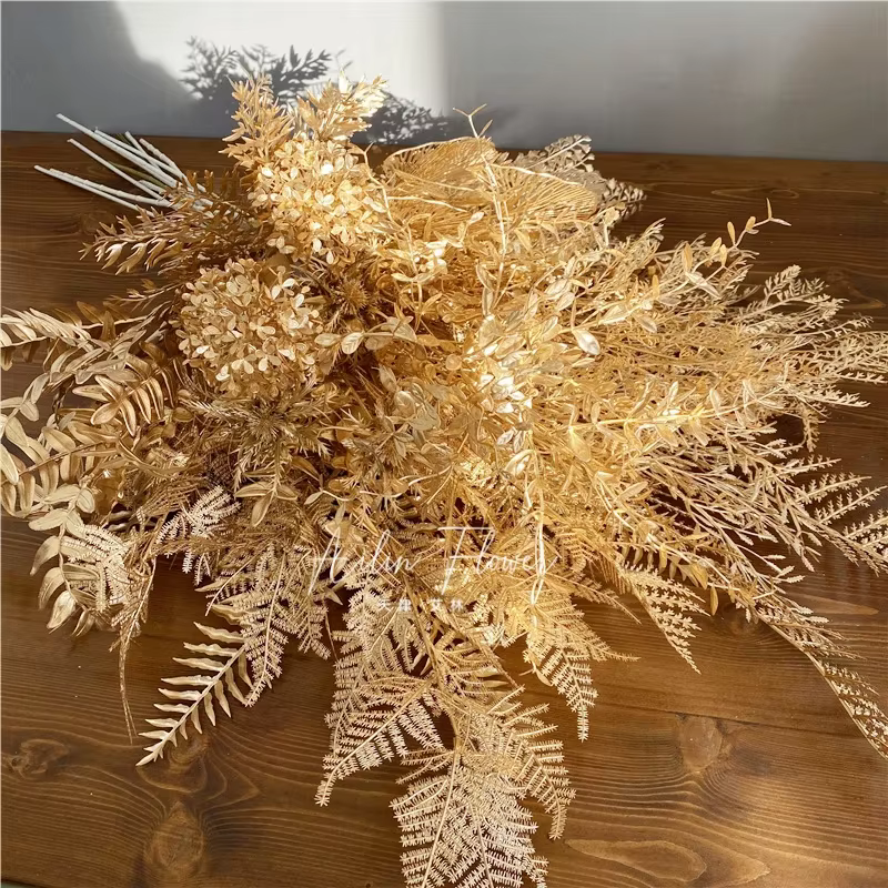 Matériaux d'arrangement de fleurs artificielles série dorée