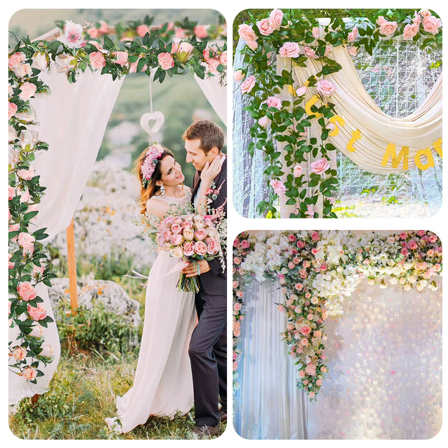 Guirxiété de fleurs artificielles avec feuilles