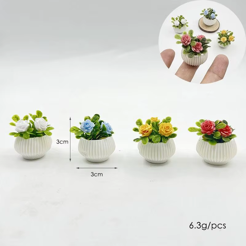 Mini plantes en pot de roses à l'échelle 1/12