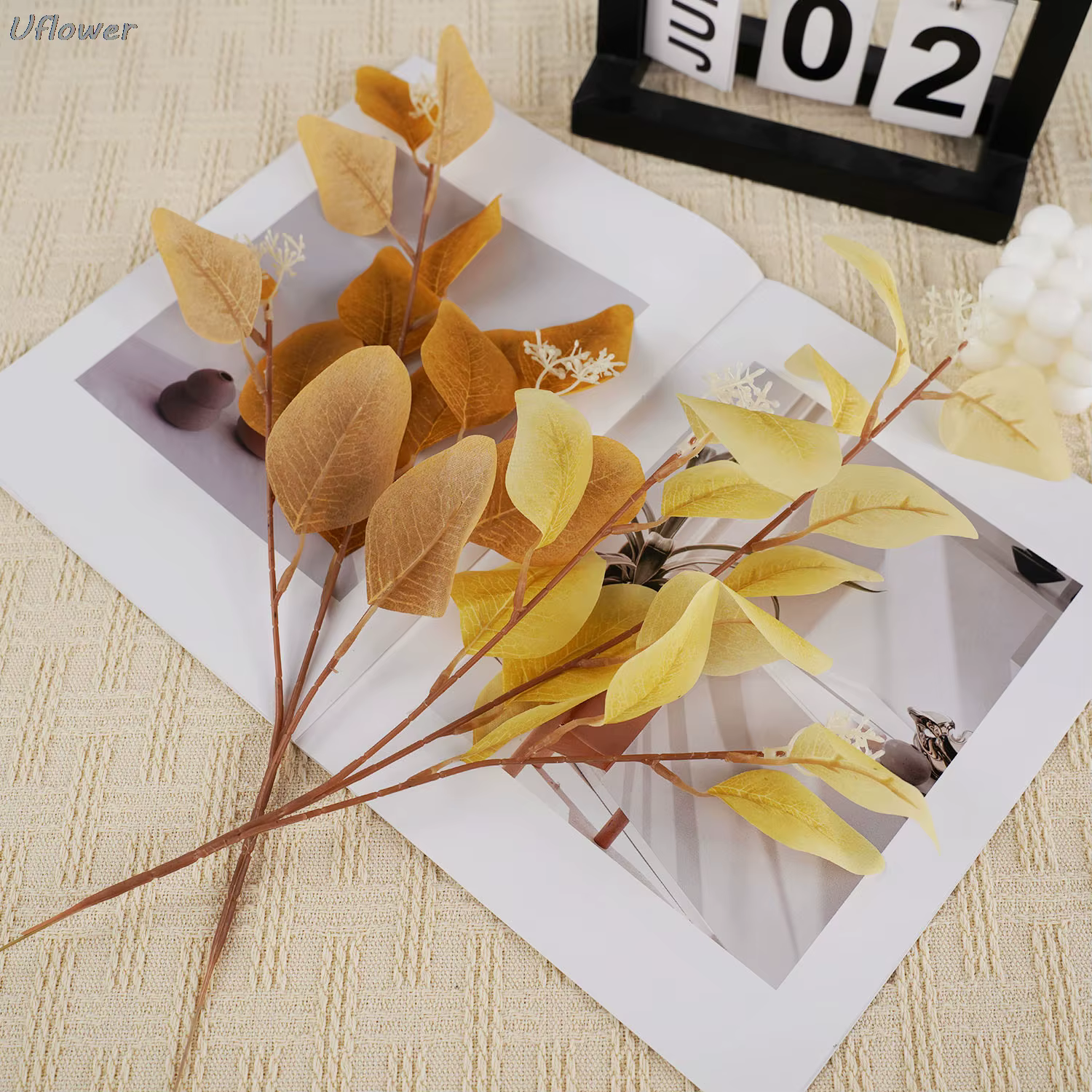 Plante artificielle d'eucalyptus longue branche d'automne