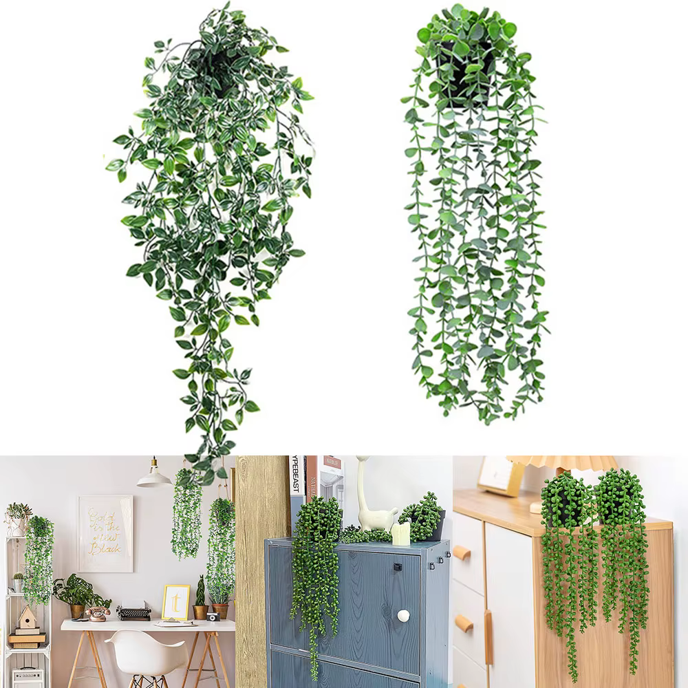Plante suspendue en rotin d'eucalyptus artificiel