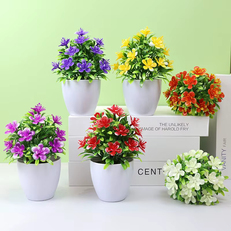 Fleurs artificielles cinq cuir chevelu prune