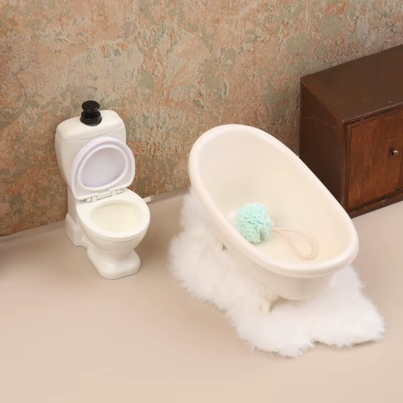 Baignoire Miniature pour maison de poupée, lavabo de toilette, modèle d'armoire, accessoires de meubles pour décoration de maison de poupée, jouet de jeu pour enfants, 1/12