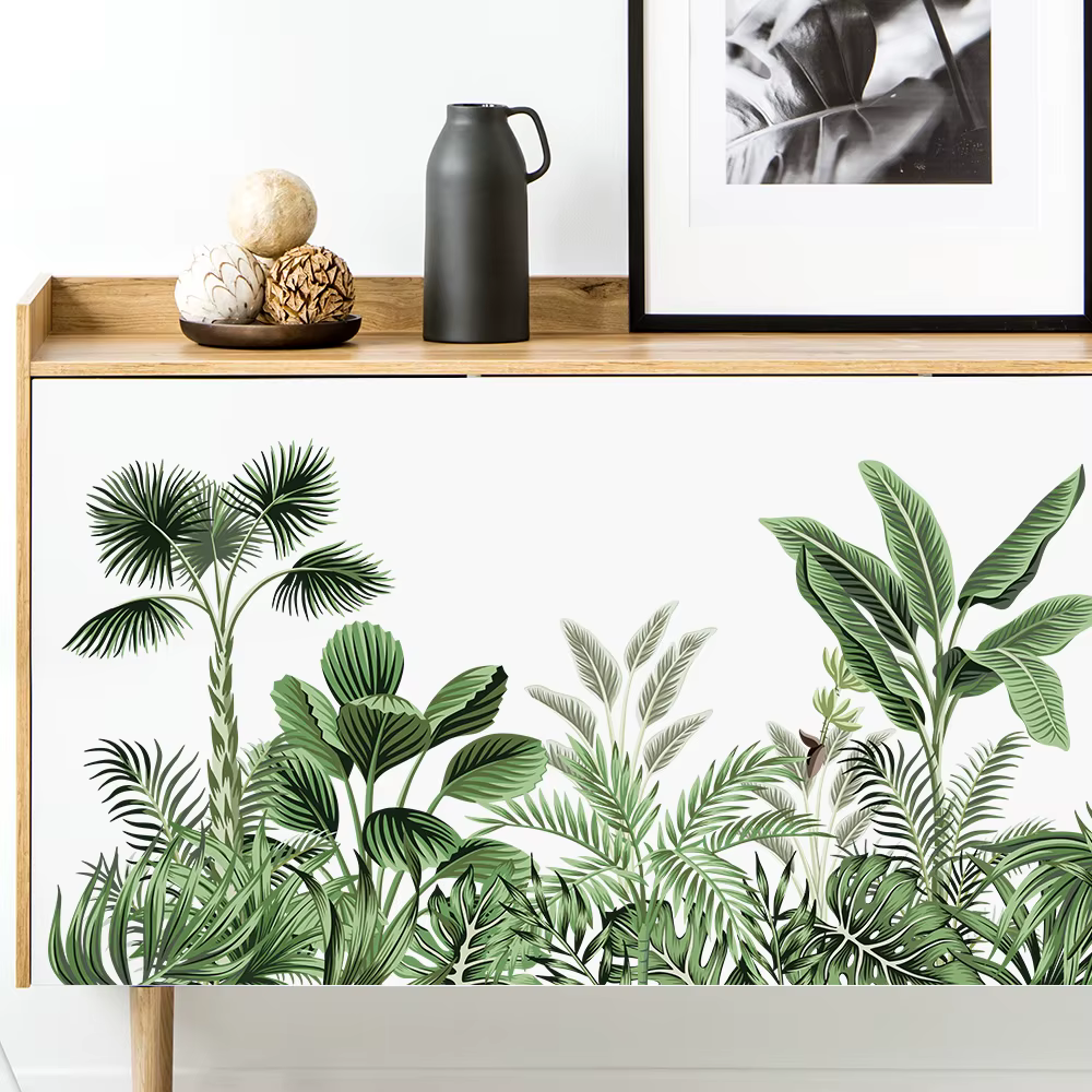 Autocollants muraux plante tropicale Jungle pour salon maison chambre armoire décoration murale auto-adhésif vinyle autocollant papier peint