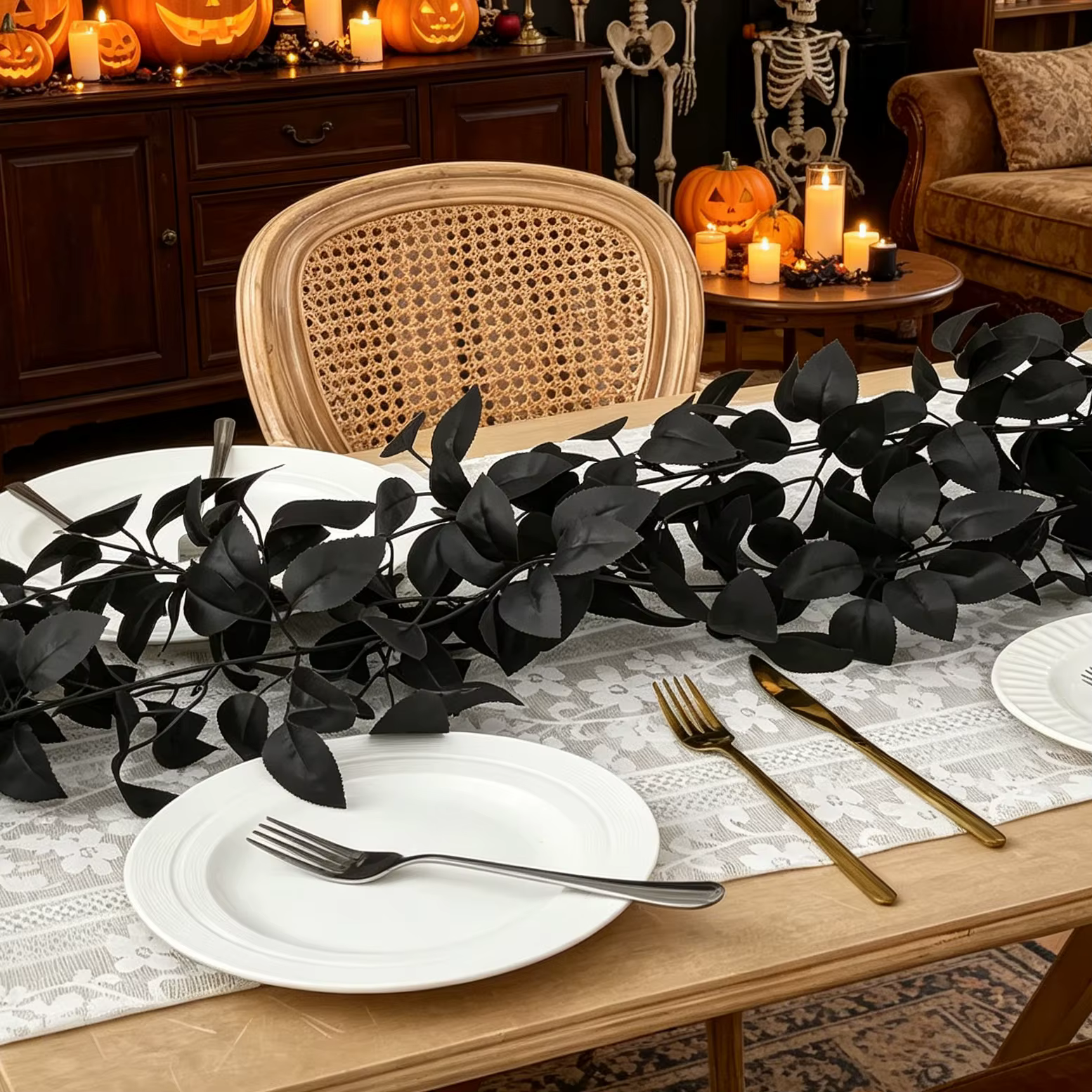Plantes artificielles Feuilles Vigne Rotin Halloween Jour De Noël Des Morts Mariage Maison Decora Jardin En Plein Air Cour Arche BRICOLAGE Cadeaux