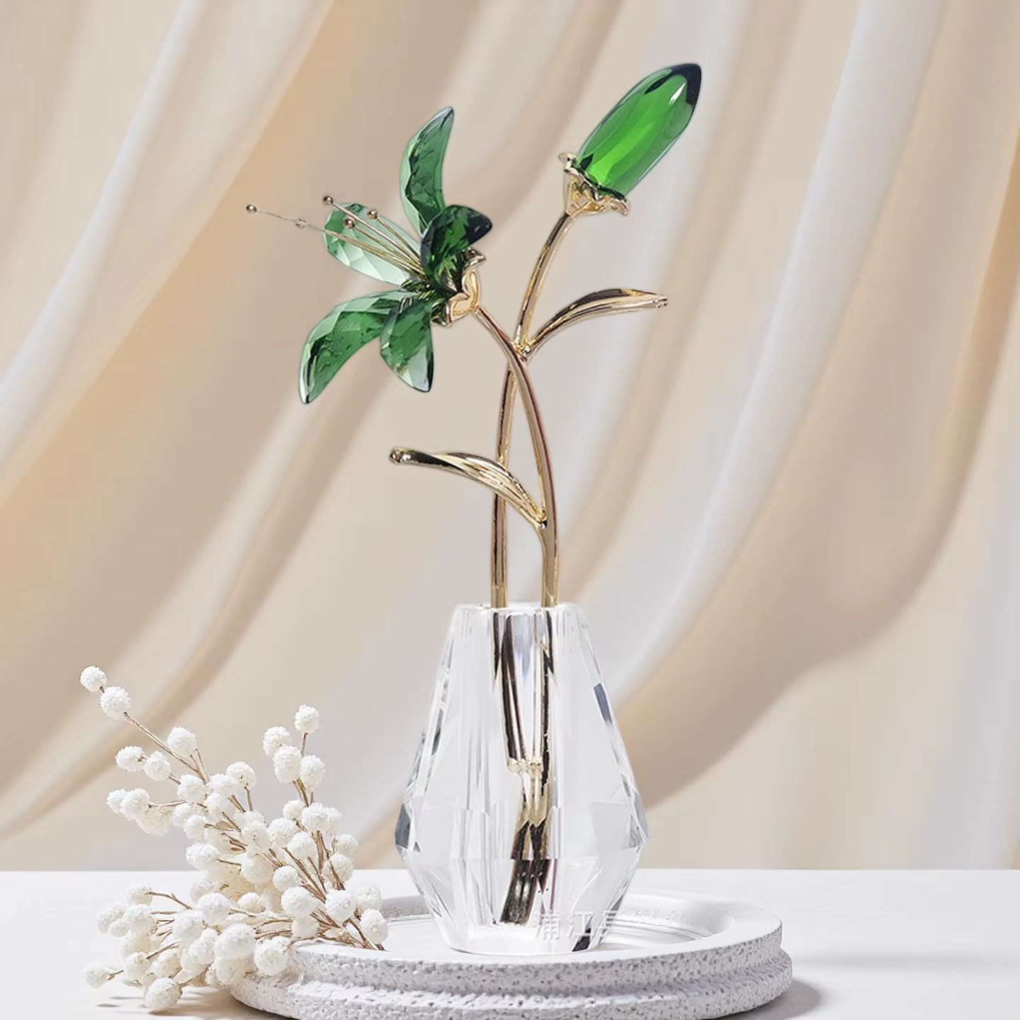 Ornement de fleur en cristal de luxe léger