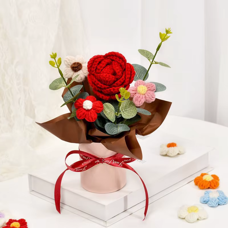 Bouquet de fleurs tricotées