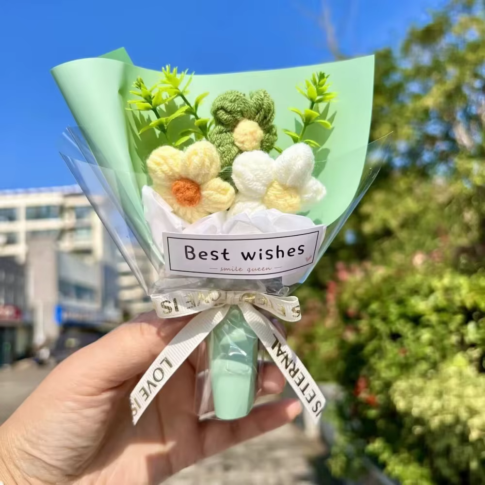 Bouquet de fleurs artificielles en laine