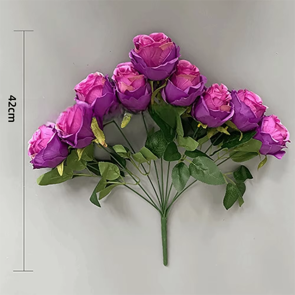 Fleur artificielle rose multicolore à 9 têtes