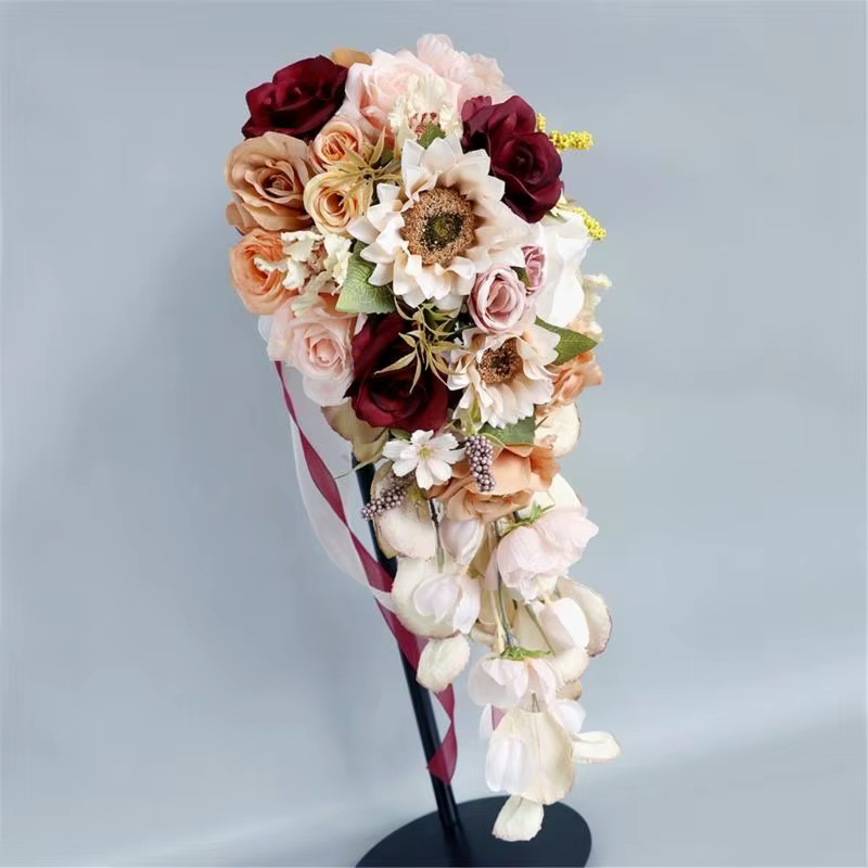 E8BD Arrangements floraux artificiels Bouquets fleurs artificielles pour cérémonie décorations mariage table