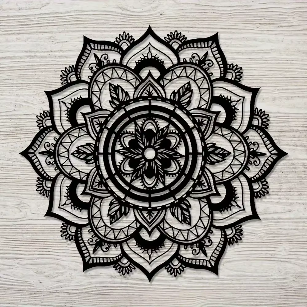 Décoration murale en métal Mandala Bohème Fleur de Lotus Zen pour la maison