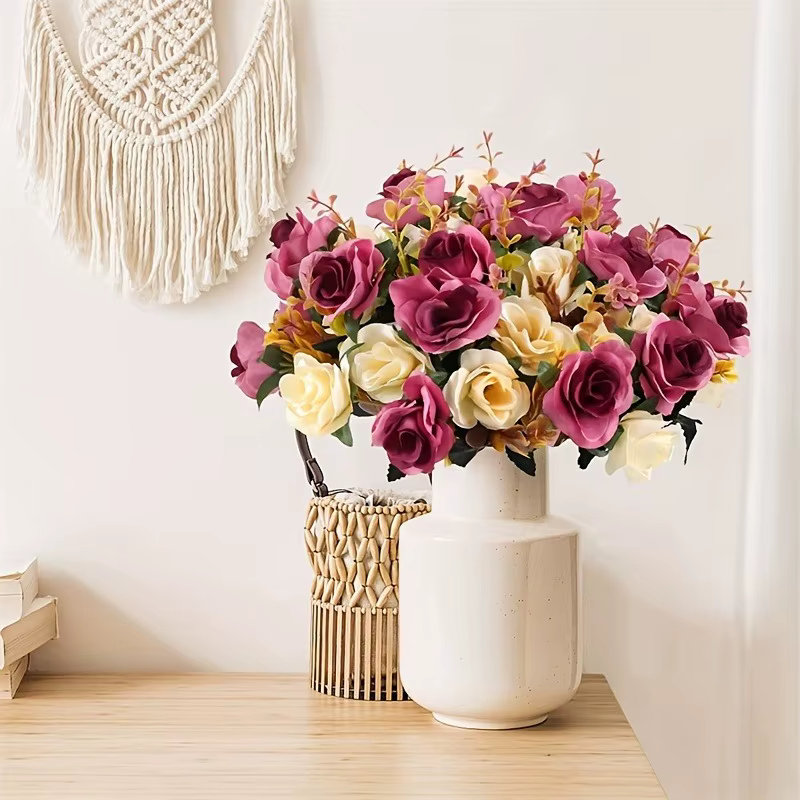Roses artificielles 12 têtes 33cm