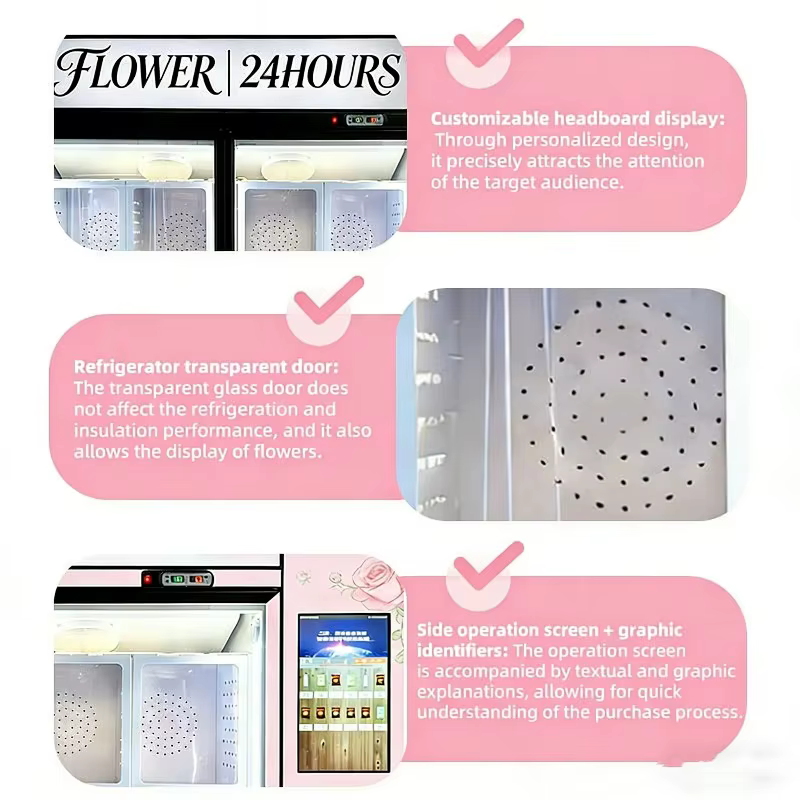 FOODLINE Distributeur automatique intelligent de fleurs fraîches 24h/24, personnalisable, pour une nouvelle vente au détail de fleurs