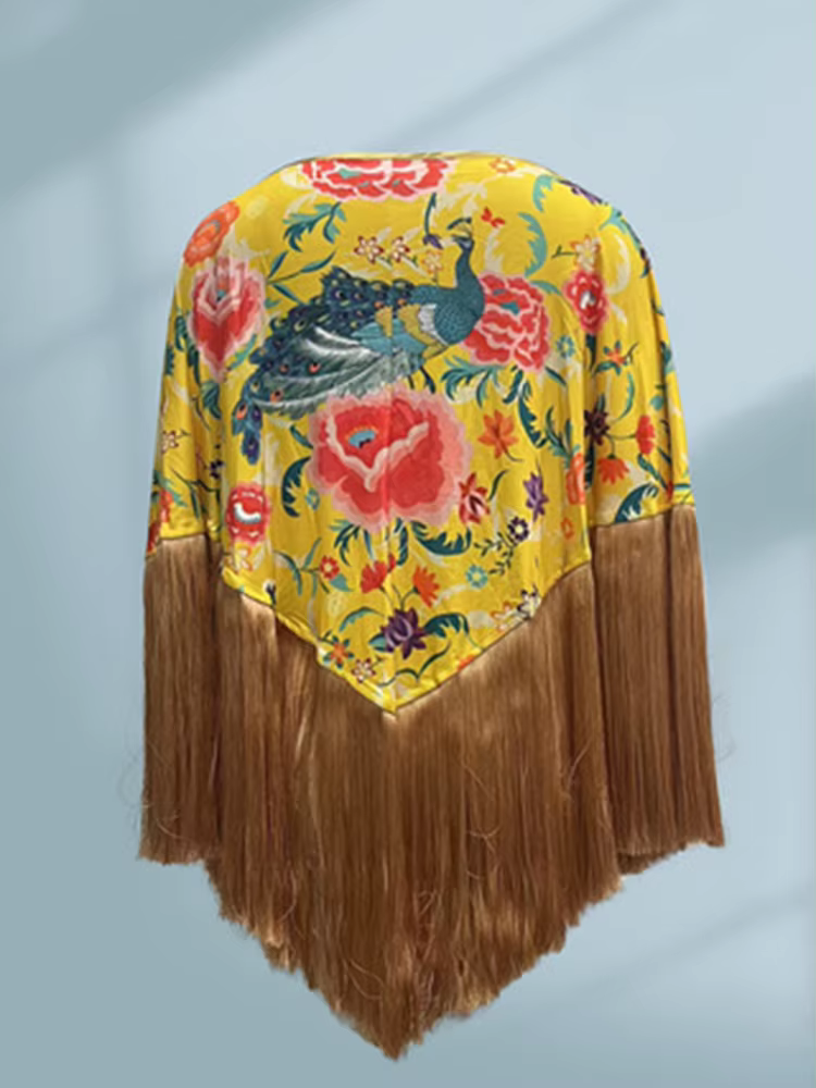 Femmes Vintage hauts à fleurs 2025 printemps automne élégant Pull surdimensionné irrégulier gland ourlet Cape Cape Pull Femme bohème